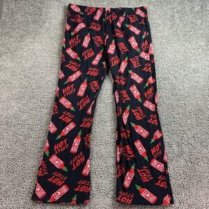 Srircha Hot Sauce Pajamas Mens Extra Large Black Red AOP Lounge Pants FLAW